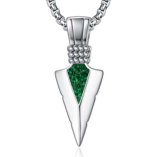 Pfeilspitze Anhänger Kette Herren Silber Malachit Pfeilspitze Halskette Kettenanhänger Malachit Schmuck Geschenke Zum Geburtstag Männer von ADMETUS