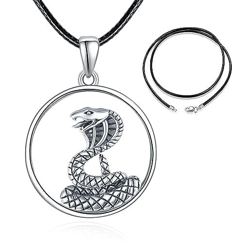 ADMETUS Schlangen Kette Sterling Silber Schlange Anhänger Halskette Schlange Kette Herren Kobra Anhänger Halskette Schlange Schmuck für Herren von ADMETUS