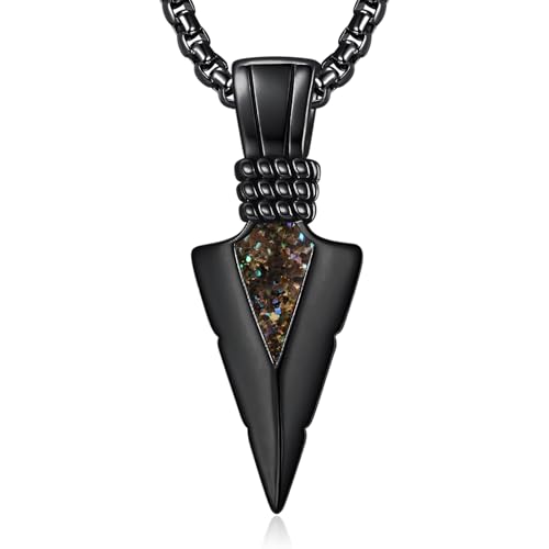 Schwarze Pfeilspitze Anhänger Kette Herren Silber Abalone Muschel Pfeilspitze Halskette Kettenanhänger Abalone Muschel Schmuck Geschenke Zum Geburtstag Männer von ADMETUS