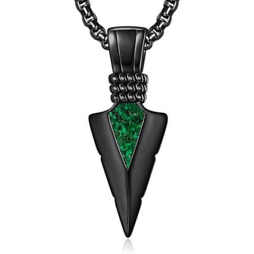 Schwarze Pfeilspitze Anhänger Kette Herren Silber Malachit Pfeilspitze Halskette Kettenanhänger Malachit Schmuck Geschenke Zum Geburtstag Männer von ADMETUS