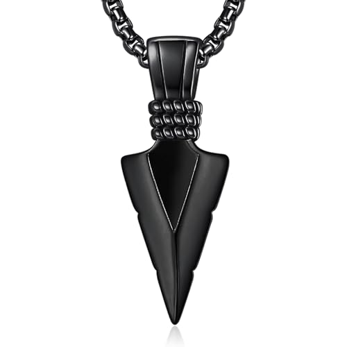 ADMETUS Schwarze Pfeilspitze Anhänger Kette Herren Silber Schwarzer Onyx Pfeilspitze Halskette Kettenanhänger Schwarzer Onyx Schmuck Geschenke Zum Geburtstag Männer von ADMETUS