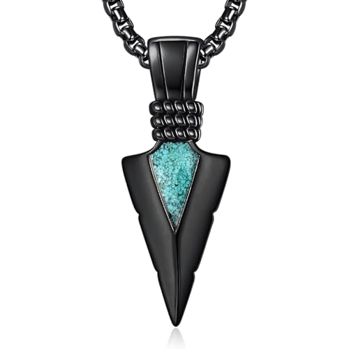 Schwarze Pfeilspitze Anhänger Kette Herren Silber Türkis Pfeilspitze Halskette Kettenanhänger Türkis Schmuck Türkisschmuck Geschenke Zum Geburtstag Männer von ADMETUS