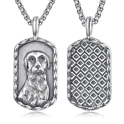 ADMETUS Schwarzer Labrador Halskette Sterling Silber Labrador Retriever Anhänger Hundemarke Kette Herren Hund Kette Schmuck Geschenke Für Hundeliebhaber von ADMETUS