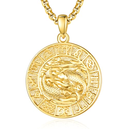 Sternzeichen Fische Anhänger Kette Gold Fische Halskette Herren Tierkreiszeichen Anhänger Schmuck Sternzeichen Konstellation Kette Geschenke für Männer von ADMETUS