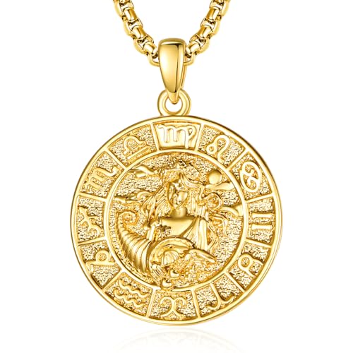 Sternzeichen Jungfrau Anhänger Kette Gold Jungfrau Halskette Herren Tierkreiszeichen Anhänger Schmuck Sternzeichen Konstellation Kette Geschenke für Männer von ADMETUS