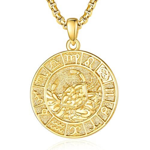 ADMETUS Sternzeichen Krebs Anhänger Kette Gold Krebs Halskette Herren Tierkreiszeichen Anhänger Schmuck Sternzeichen Konstellation Kette Geschenke für Männer von ADMETUS