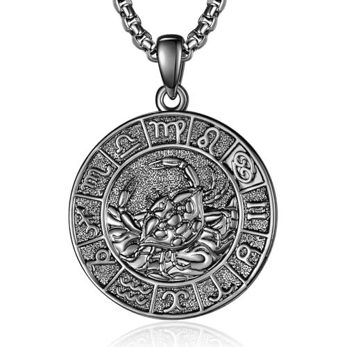 Sternzeichen Krebs Anhänger Kette Schwarz Krebs Halskette Herren Tierkreiszeichen Anhänger Schmuck Sternzeichen Konstellation Kette Geschenke für Männer von ADMETUS