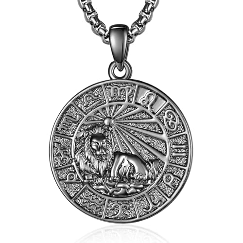 Sternzeichen Löwe Anhänger Kette Schwarz Löwe Halskette Herren Tierkreiszeichen Anhänger Schmuck Sternzeichen Konstellation Kette Geschenke für Männer von ADMETUS