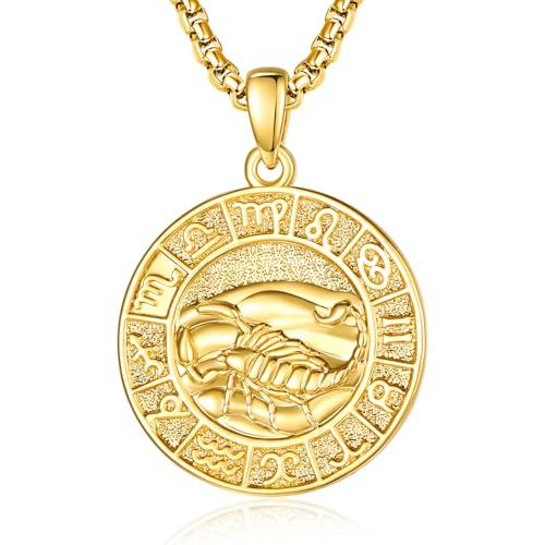 Sternzeichen Skorpion Anhänger Kette Gold Skorpion Halskette Herren Tierkreiszeichen Anhänger Schmuck Sternzeichen Konstellation Kette Geschenke für Männer von ADMETUS