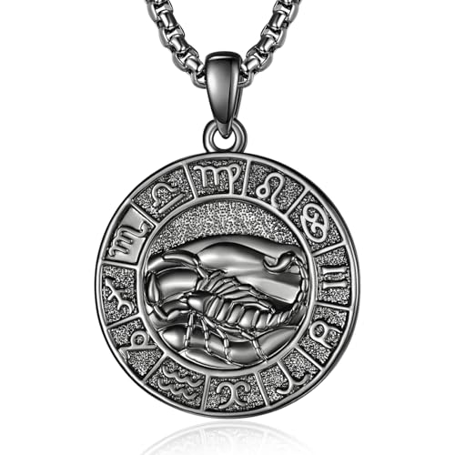 Sternzeichen Skorpion Anhänger Kette Schwarz Skorpion Halskette Herren Tierkreiszeichen Anhänger Schmuck Sternzeichen Konstellation Kette Geschenke für Männer von ADMETUS