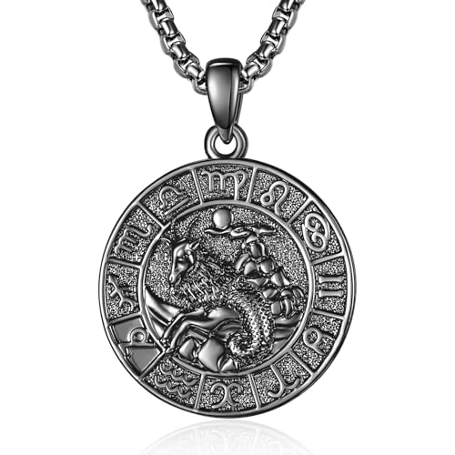 Sternzeichen Steinbock Anhänger Kette Schwarz Steinbock Halskette Herren Tierkreiszeichen Anhänger Schmuck Sternzeichen Konstellation Kette Geschenke für Männer von ADMETUS