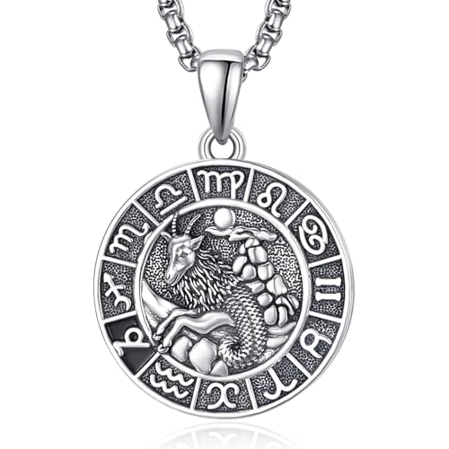 Sternzeichen Steinbock Anhänger Kette Silber Steinbock Halskette Herren Tierkreiszeichen Anhänger Schmuck Sternzeichen Konstellation Kette Geschenke für Männer von ADMETUS