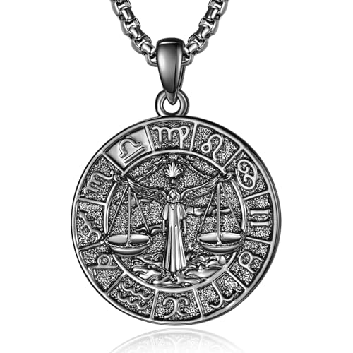 Sternzeichen Waage Anhänger Kette Schwarz Waage Halskette Herren Tierkreiszeichen Anhänger Schmuck Sternzeichen Konstellation Kette Geschenke Männer von ADMETUS