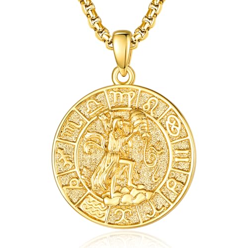 Sternzeichen Wassermann Anhänger Kette Gold Wassermann Halskette Herren Tierkreiszeichen Anhänger Schmuck Sternzeichen Konstellation Kette Geschenke für Männer von ADMETUS