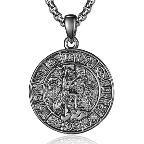 Sternzeichen Wassermann Anhänger Kette Schwarz Wassermann Halskette Herren Tierkreiszeichen Anhänger Schmuck Sternzeichen Konstellation Kette Geschenke für Männer von ADMETUS
