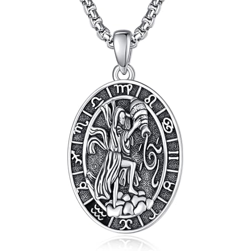 Sternzeichen Wassermann Anhänger Kette Silber 925 Wassermann Halskette Herren Tierkreiszeichen Anhänger Schmuck Sternzeichen Konstellation Kette Geschenke für Männer von ADMETUS