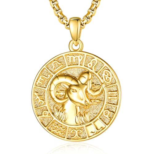 Sternzeichen Widder Anhänger Kette Gold Widder Halskette Herren Tierkreiszeichen Anhänger Schmuck Sternzeichen Konstellation Kette Geschenke für Männer von ADMETUS