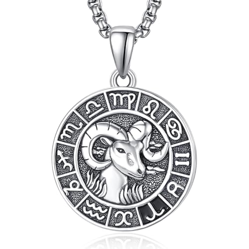 Sternzeichen Widder Anhänger Kette Silber Widder Halskette Herren Tierkreiszeichen Anhänger Schmuck Sternzeichen Konstellation Kette Geschenke für Männer von ADMETUS