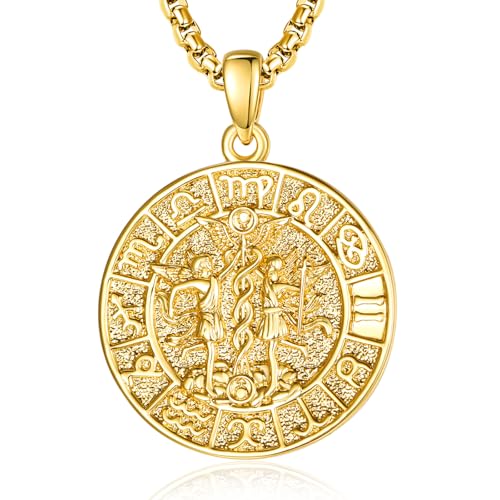 ADMETUS Sternzeichen Zwilling Anhänger Kette Gold Zwillinge Halskette Herren Tierkreiszeichen Anhänger Schmuck Sternzeichen Konstellation Kette Geschenke für Männer von ADMETUS