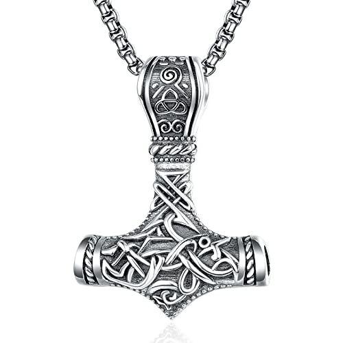 ADMETUS Thor Hammer Kette Silber 925 Mjölnir Kette Herren Wikinger Thors Hammer Halskette Kette Thor Hammer Anhänger Wikinger Geschenke für Herren von ADMETUS