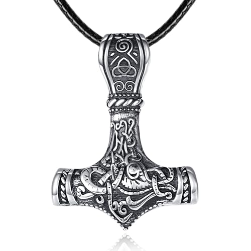 Thors Hammer Kette Anhänger Silber 925 Mjölnir Anhänger Kette Halskette Wikinger Schmuck Herren Wikinger Geschenke für Männer von ADMETUS