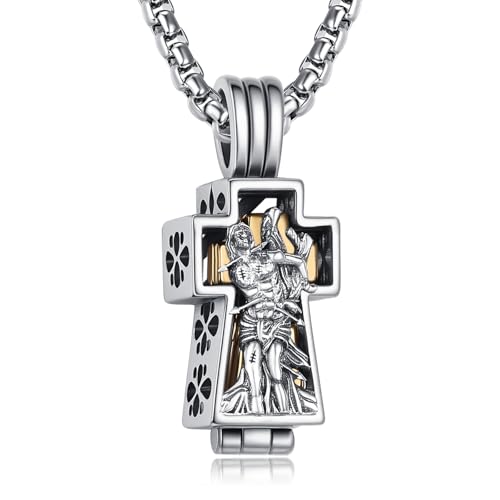 Urnenketten für Asche Silber 925 Heiliger Sebastian Anhänger Kette Ascheschmuck Asche Schmuck Zum Befüllen Urnen Kette Halskette von ADMETUS