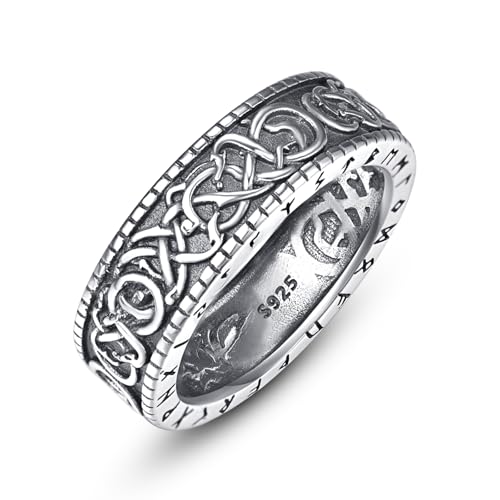 ADMETUS Wikinger Ringe Herren 925 Silber Nordische Ring Wikinger Schmuck Geschenke für Herren Männer Ringe Größe 71 von ADMETUS
