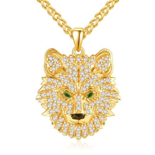 ADMETUS Wolf Kette 925 Sterling Silber Hip Hop Kette Wolf Anhänger Schmuck Wolf Kettenanhänger Halskette Hip Hop Halskette Schmuck Geschenke für Herren von ADMETUS