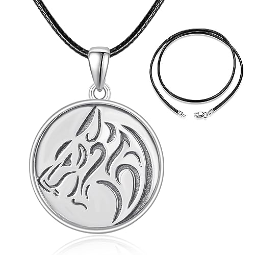 ADMETUS Wolf Kette Sterling Silber Wolf Tag Halskette Wolf Halskette mit Anhänger Wikinger Anhänger Wolf Schmuck für Herren von ADMETUS