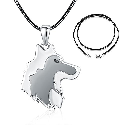 ADMETUS Wolf Kette Sterling Silber Wolf Tag Halskette Wolf Halskette mit Anhänger Wolf Schmuck für Herren von ADMETUS