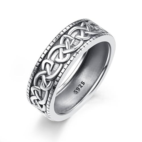 Keltischer Knoten Ring Sterling Silber Hochzeit Ringe für Herren Keltische Ringe Keltischer Schmuck Geschenke für Herren Ring Größe 10 von ADMETUS