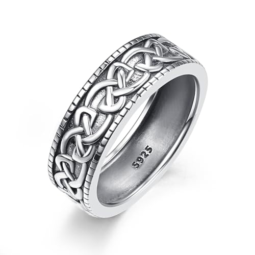 Keltischer Knoten Ring Sterling Silber Hochzeit Ringe für Herren Keltische Ringe Keltischer Schmuck Geschenke für Herren Ring Größe 60 Keltischer Knoten Ring Sterling Silber Hochzeit Ringe für Herren Keltische Ringe Keltischer Schmuck Geschenke für Herren Ring Größe 60 von ADMETUS