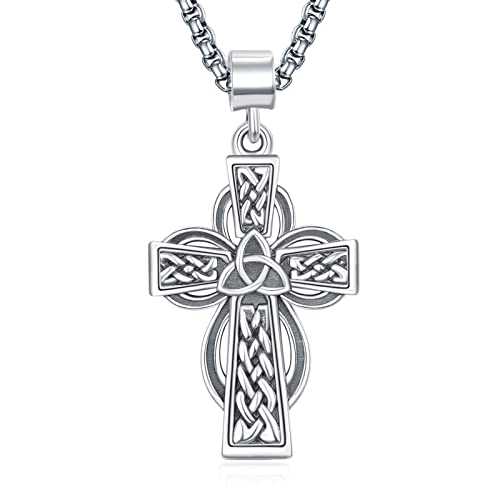 ADMETUS Keltisches Kreuz Anhänger 925 Sterling Silber Keltischer Knoten Kette Irland Kreuz Schmuck Religiöser Geschenke für Herren von ADMETUS