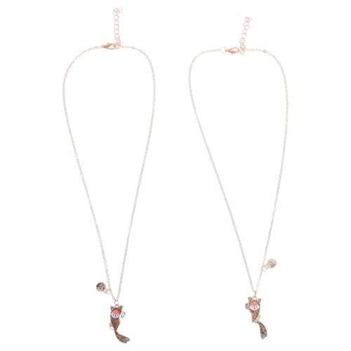 ADOCARN 1 Set passende magnetische Halskette mit Fuchsmotiv: Legierungs-Tierherz-Puzzle-Anhänger, Schmuck für beste Freunde – passende Freundschaftskette von ADOCARN