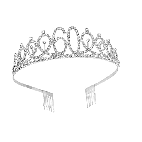 ADOCARN 1 Stück Legierung Prinzessin Tiara Tiaras Kamm Handgefertigt Einfügen Strass/Strass Diamante Hoop Weiblich Th Kopf Hochzeit Prom Krone Metall Haar Glücklich Kristall Königin von ADOCARN