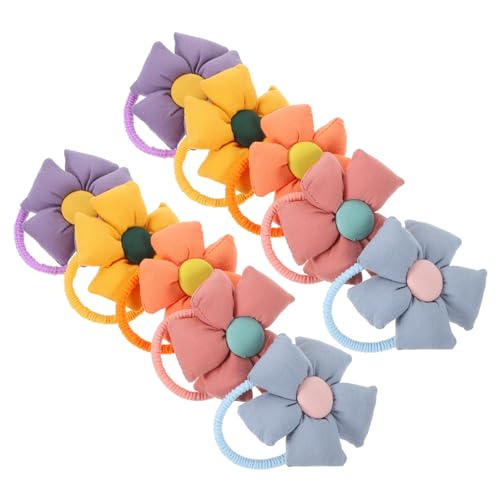 ADOCARN 10stücke Haargummis Mit Blumen-design Für Mädchen Elastische Haargummis Bunten Farben Haarschmuck Für Zöpfe Und Pferdeschwänze Kein Haarschaden von ADOCARN