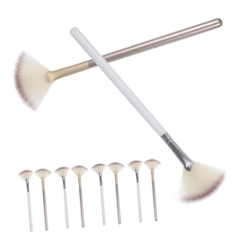 ADOCARN 10Stücke Fächer Make Up Pinsel für Präzise Highlight Anwendung Sanftes Auftragen für Puder und Fruchtsäure für Kosmetikerinnen und Damen von ADOCARN