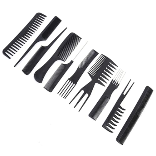 ADOCARN 10stücke Antistatische Friseurkämme Satz Haarschneidekamm Für Herren Leichtes Langlebiges Design Für Professionelle Friseure Und Selbstgemacht Haarschnitte Schwarz von ADOCARN