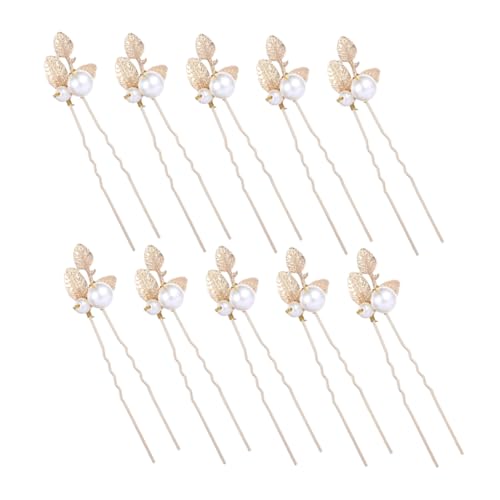 ADOCARN 10stücke Haarnadeln in U-form Mit Perlenblumen Und Blattperlen Haarstäbchen Für Braut Zur Hochzeit Haarschmuck Mit Kunstblumen Und Strasssteinen Zubehör Für Frauen Und von ADOCARN