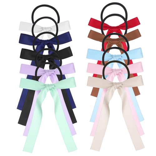 ADOCARN 10stücke Lange Haarbänder Mit Satinschleife Pferdeschwanzhalter Haargummis Für Kleinkinder Mädchen Haarschmuck Haarbänder Mit Schleifen von ADOCARN
