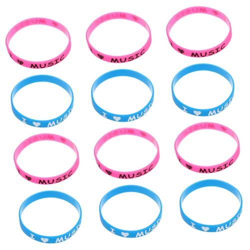 ADOCARN 12 Stück I Love Music Silikonarmbänder Farbenfrohe Handgelenkband für Musikfestivals und Partys Bequem und Elastisch Einzigartiges Design von ADOCARN