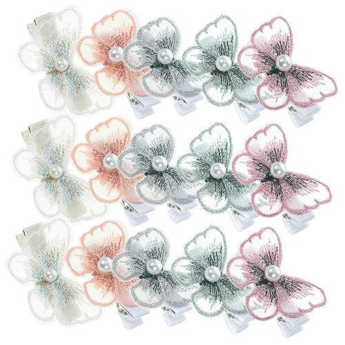 ADOCARN 15stücke Netz Schmetterlings Haarspangen Kleine Haarspangen Perlendekor Damen Haarspange Schmetterlingsklammern Schmetterling Haarclips von ADOCARN