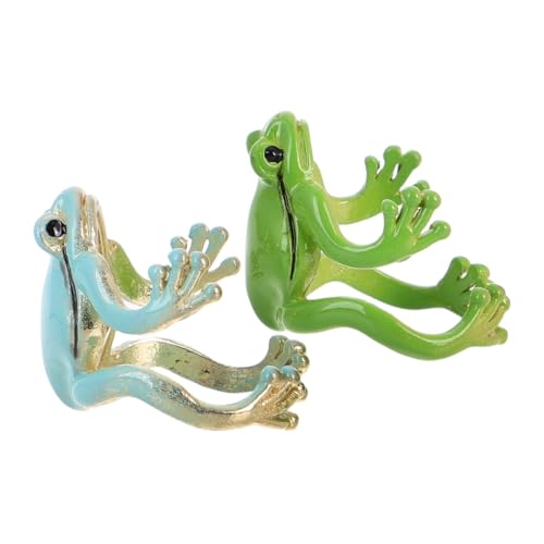 ADOCARN 2 Stück Froschringe Ringe Für Damen Süße Ringe Ästhetische Tierringe Verstellbare Ringe Für Damen Silberne Daumenringe Für Damen Lustiger Ring Süßer Tierring Damenring von ADOCARN