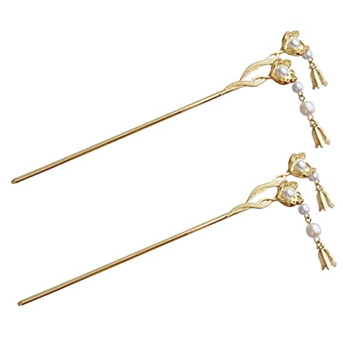 ADOCARN 2stücke Haarstäbe Blumen-perlen Haarspangen Chinesischer Stil Haarschmuck Für Frauen Mädchen von ADOCARN