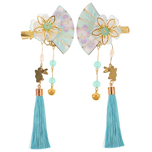 ADOCARN 2 Stück Japanischer Haarschmuck mit Blumen Quasten und Glöckchen Kimono Haarclip für Damen und Mädchen Traditioneller Japanischer Stil Robust und Dekorativ von ADOCARN