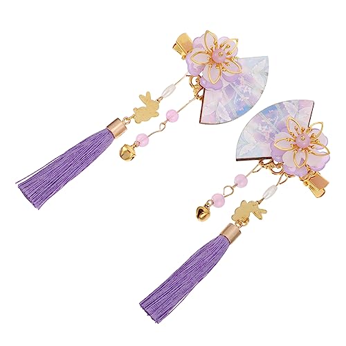 ADOCARN 2 Stück Japanischer Stil Haarklammer Fächerform mit Blumen Perlen und Tasseln Langlebiges Haarschmuck Damen für Hochzeiten Partys Fotoshootings und Festliche Anlässe von ADOCARN
