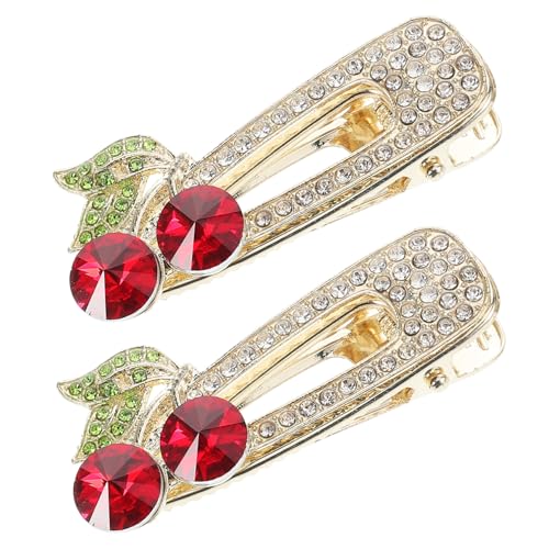 ADOCARN 2stücke Kirsch-haarspange Mit Strasssteinen Koreanische Seitenspange Haarnadeln Haarschmuck Für Frauen Verschiedene Frisuren Und Anlässe von ADOCARN