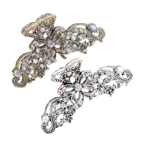 ADOCARN 2stücke Haarspangen Aus Metall Mit Floraler Retro-design Versilberter Oberfläche Rutschfeste Haarklammern Für Frauen Und Mädchen Für Hochzeiten Und Besondere Anlässe von ADOCARN