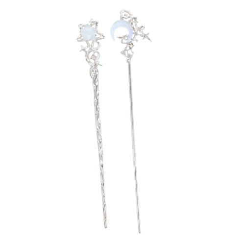 ADOCARN 2 Stück Stein Haarnadel Metall Haarnadel Haarschmuck Chinesische Hanfu Haarnadeln Stern Haarschmuck Haar Styling Nadeln Haarstäbe Mond Kopfbedeckung Für Frauen Kristall von ADOCARN