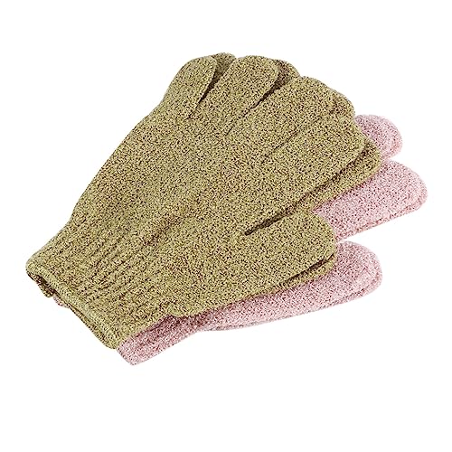 ADOCARN 2Paare Badhandschuhe mit Fingern Körperwaschschrubber und Massagehandschuhe und Grün für Sanftes Peeling und Haut für Männer von ADOCARN